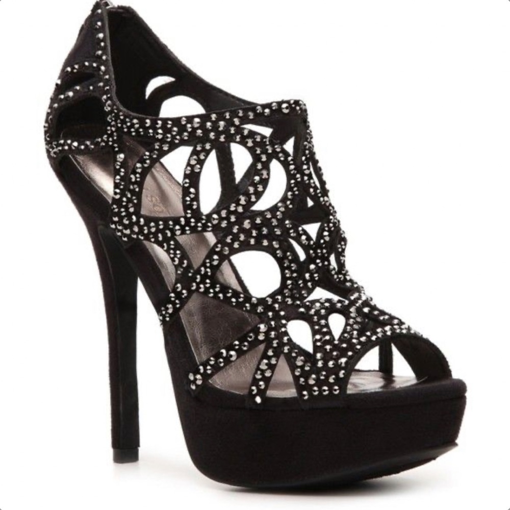 Crystal heel pump shoes